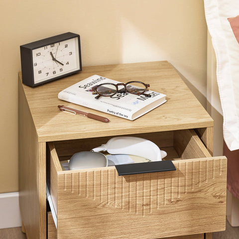 Rootz Bedside Table - Nightstand - Storage Cabinet - Ample Storage Space - 40cm x 42cm x 47cm