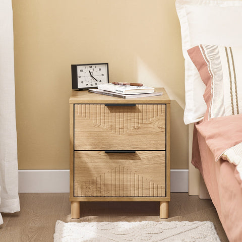 Rootz Bedside Table - Nightstand - Storage Cabinet - Ample Storage Space - 40cm x 42cm x 47cm