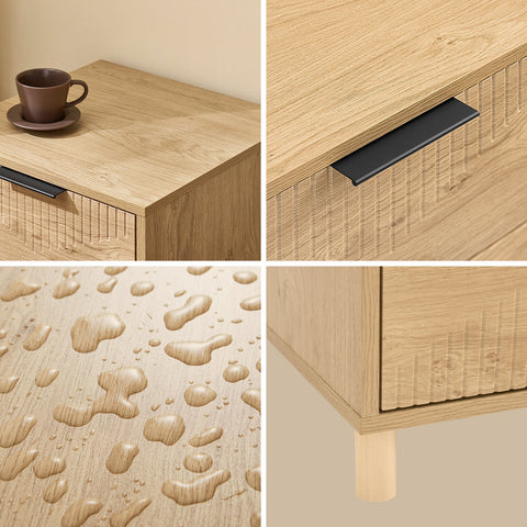 Rootz Bedside Table - Nightstand - Storage Cabinet - Ample Storage Space - 40cm x 42cm x 47cm