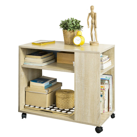 Rootz Mobile Side Table - Printer Stand - Coffee Table - Scratch-Resistant Melamine - Versatile Storage - Easy Mobility - 70cm x 35cm x 61cm