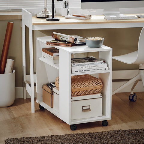 Rootz Mobile Side Table - Printer Stand - Coffee Table - Scratch-Resistant Melamine - Versatile Storage - Easy Mobility - 70cm x 35cm x 60cm