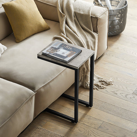 Rootz Modern Side Table - Coffee Table - Laptop Desk - Light Gray Chipboard - Metal Frame - Floor Protector - 30cm x 60cm x 40cm