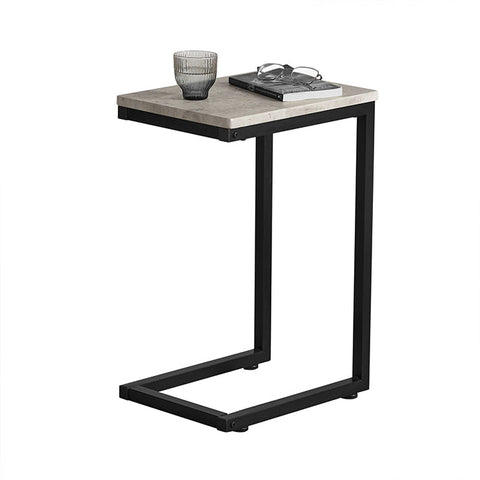 Rootz Modern Side Table - Coffee Table - Laptop Desk - Light Gray Chipboard - Metal Frame - Floor Protector - 30cm x 60cm x 40cm