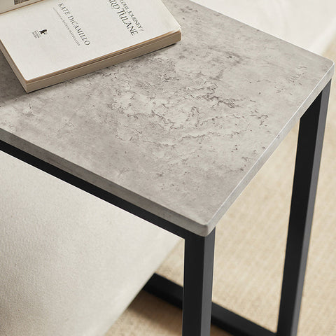 Rootz Modern Side Table - Coffee Table - Laptop Desk - Light Gray Chipboard - Metal Frame - Floor Protector - 30cm x 60cm x 40cm