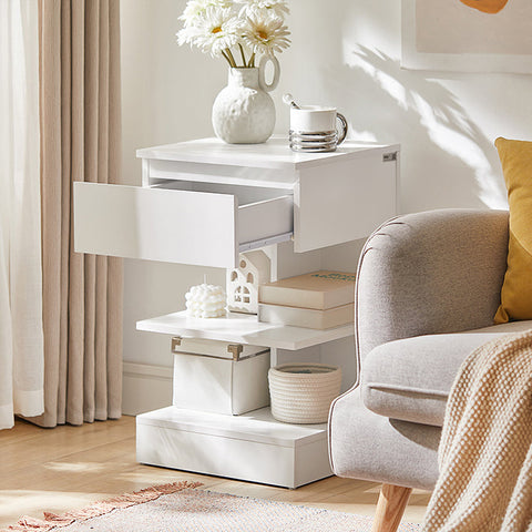 Rootz Bedside Table - Side Cabinet - Nightstand - Versatile Storage - Large Capacity - Durable Chip Material - 39cm x 65cm x 39cm