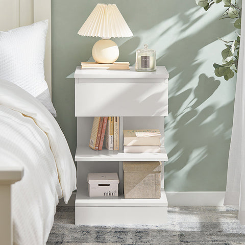Rootz Bedside Table - Side Cabinet - Nightstand - Versatile Storage - Large Capacity - Durable Chip Material - 39cm x 65cm x 39cm