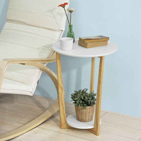 Rootz Elegant Side Table - Balcony Table - Coffee Table - MDF and Pine Wood - Dual Storage Shelves - Scratch Resistant - 60cm x 45cm/25cm