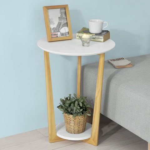 Rootz Elegant Side Table - Balcony Table - Coffee Table - MDF and Pine Wood - Dual Storage Shelves - Scratch Resistant - 60cm x 45cm/25cm