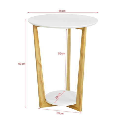 Rootz Elegant Side Table - Balcony Table - Coffee Table - MDF and Pine Wood - Dual Storage Shelves - Scratch Resistant - 60cm x 45cm/25cm