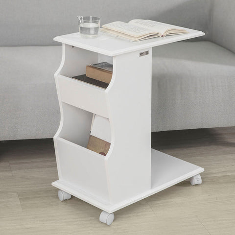 Rootz Modern Side Table with iPad Slot - Sofa Table - Bedside Table - MDF Construction - Storage Compartments - Ideal for Living Room and Bedroom - 53cm x 63cm x 31cm