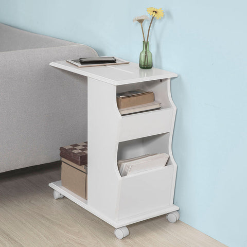 Rootz Modern Side Table with iPad Slot - Sofa Table - Bedside Table - MDF Construction - Storage Compartments - Ideal for Living Room and Bedroom - 53cm x 63cm x 31cm