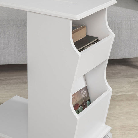 Rootz Modern Side Table with iPad Slot - Sofa Table - Bedside Table - MDF Construction - Storage Compartments - Ideal for Living Room and Bedroom - 53cm x 63cm x 31cm