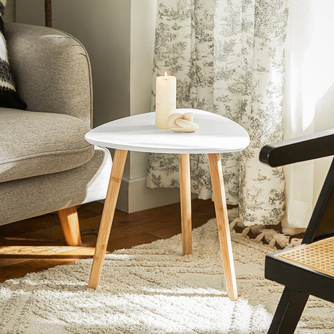 Rootz 2-Piece Nesting Table Set - Side Table - Coffee Table - MDF and Bamboo - Versatile Use - Space-Saving Design - Light Gray-White - 55cm x 45cm x 53cm & 40cm x 40cm x 38cm