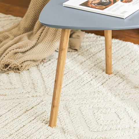 Rootz 2-Piece Nesting Table Set - Side Table - Coffee Table - MDF and Bamboo - Versatile Use - Space-Saving Design - Light Gray-White - 55cm x 45cm x 53cm & 40cm x 40cm x 38cm