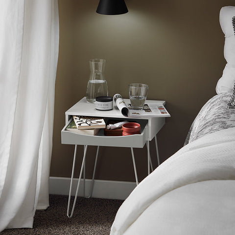 Rootz Bedside Table with Drawer - Sofa Table - Side Table - MDF and Metal Construction - Ample Storage - Sturdy Design - Ideal for Small Spaces - 40cm x 52cm x 34cm