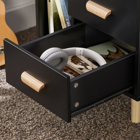 Rootz Bedside Table - Side Table - Telephone Table - Modern Charm - Easy Assembly - Compact Design - 48cm x 60cm x 40cm - Black FBT95-SCH