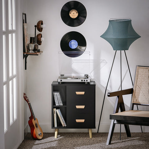 Rootz Bedside Table - Side Table - Telephone Table - Modern Charm - Easy Assembly - Compact Design - 48cm x 60cm x 40cm - Black FBT95-SCH