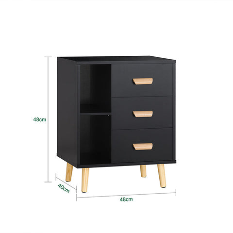 Rootz Bedside Table - Side Table - Telephone Table - Modern Charm - Easy Assembly - Compact Design - 48cm x 60cm x 40cm - Black FBT95-SCH