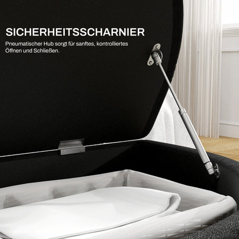 Rootz Velvet Storage Bench - Ottoman- Upholstered Stool - Dense Padding - Black Rubber Wood Legs - 120cm x 46cm x 42cm