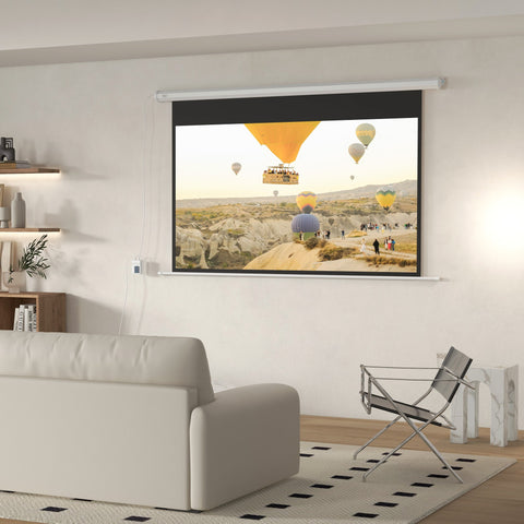 Rootz Beamer Canvas - Projection Screen - Motorized Screen - Enhances Viewing Experience - 215cm x 8cm x 140cm - Remote Control