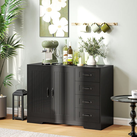 Rootz Black Sideboard - Modern Chest of Drawers - Storage Cabinet - Ample Storage - 105 x 40 x 76 cm