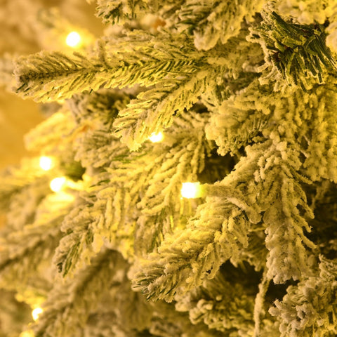 Rootz Artificial Christmas Tree - Snowy LED Lighted Tree - Pre-Lit Holiday Tree - Easy Assembly - Energy-Efficient - Realistic Appearance - 180cm x Ø105cm - Plastic & Steel