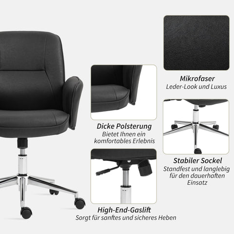 Rootz Office Chair - Ergonomic Desk Chair - Breathable Seating - Height Adjustable for Comfort - 67cm x 69cm x 92-102cm - Black