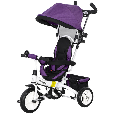 Rootz 6-in-1 Children's Trike - Tricycle - Kids Ride-On - Safety Belt - 95cm x 50cm x 106cm - Purple