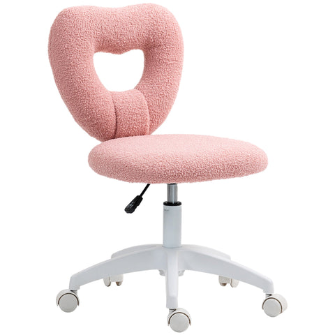 Rootz Office Desk Chair - Heart-Shaped Backrest Chair - Padded Swivel Chair - Cozy Teddy Fleece - 45cm x 56cm x 78-88cm