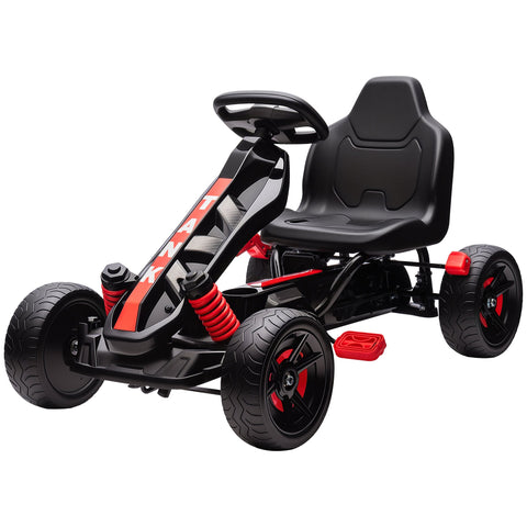 Rootz Red Gokart with Pedals - Tread Car - Children's Ride-On - Anti-Slip Wheels - Metal Frame - 59cm x 90cm x 60.5cm