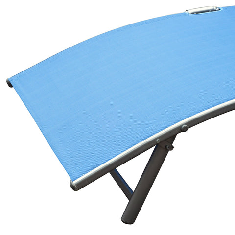 Rootz Sun Lounge - Lying Chair - Sunbed - Foldable Relaxation - Adjustable Backrest - Blue - 137L x 64B x 101H cm