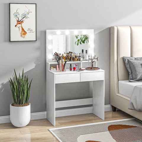 Rootz Dressing Table - Vanity Desk - Makeup Table - Ample Storage & Lighting - 80W x 40D x 135H cm
