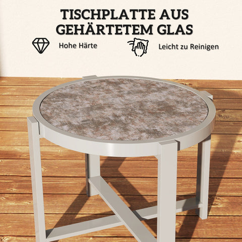 Rootz Round Garden Table - Balcony Table - Outdoor Side Table - Weatherproof & Rust Resistant - 60cm x 60cm x 46cm