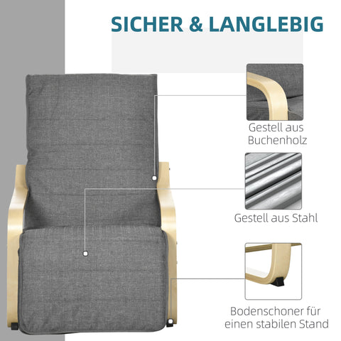 Rootz Accent Chair - Relaxation Chair - Recliner - Adjustable Footrest - Birch Wood - 66.5 x 94 x 100 cm