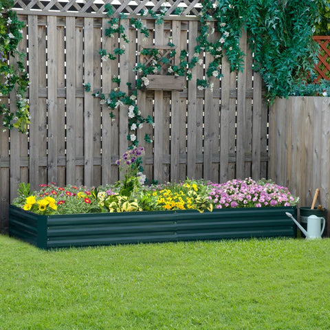 Rootz Metal Verhoogd tuinbed - Plantenbak - Plantenbakken voor buiten - Groeiende bloemen - Kruiden - Eenvoudige montage - Groen - 95L x 90,5W x 29,8H cm
