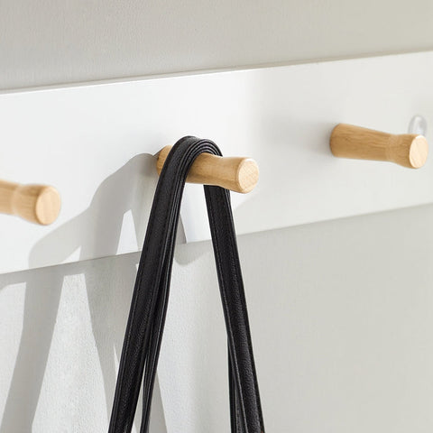 Rootz Wall Coat Rack with Hanging Shelf - Entryway Organizer - Hallway Storage - MDF and Bamboo Construction - Multi-Functional - Space-Saving - 90cm x 20cm