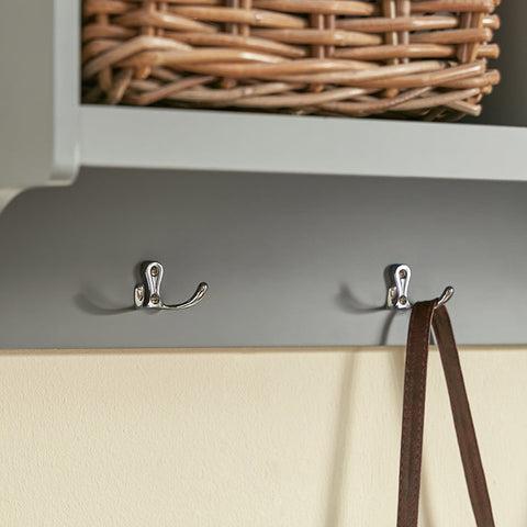 Rootz Wandkapstok met hangende plank - Halorganisator - Halopslag - MDF-constructie - 4 metalen haken - Ruimtebesparend ontwerp - 100 cm x 35 cm x 25 cm