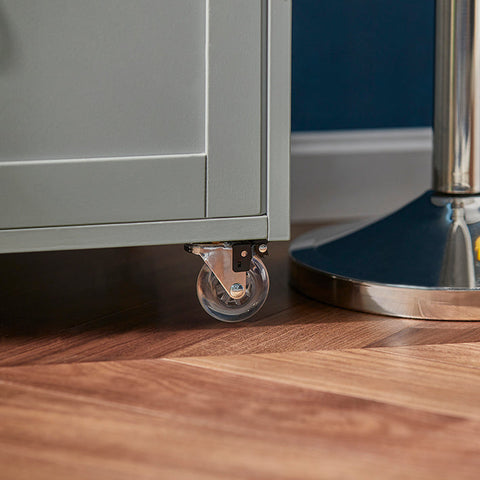 Rootz Keukentrolley Serveerwagen - Keukenkast - Mobiel Opbergmeubel - MDF en RVS - Met Flessenplanken, Lade en Afsluitbare Wielen - 67cm x 87cm x 38cm - Lichtgrijs