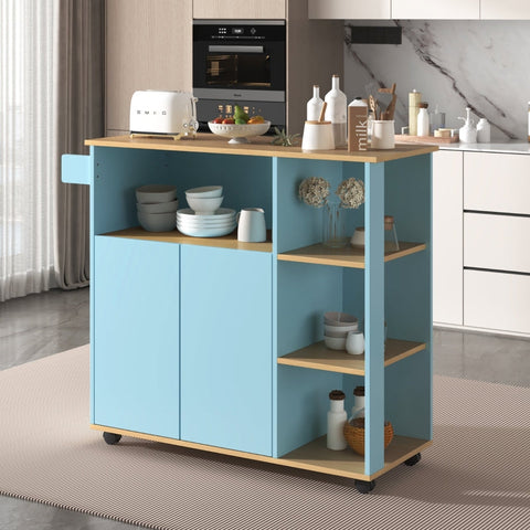 Rootz Minimalist Modern Kitchen Cart - Kitchen Island - Rolling Trolley - Movable Storage - 105L x 38W x 89.5H cm