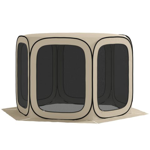 Rootz Pop-up Camping Tent - Portable Shelter - Outdoor Canopy - UPF50+ Protection - 340cm x 300cm x 220cm - Brown and Black