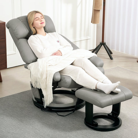 Rootz Relax Massage Armchair - TV Recliner - Easy Chair - 10 Vibration Modes - 76cm x 80cm x 102cm - Grey Synthetic Leather