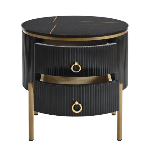 Rootz Side Table - Elegant End Table - Luxury Accent Table - Marble Surface - Adjustable Height - 50cm x 50cm x 51cm
