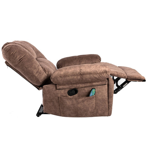 Rootz Extra Wide Massage Recliner - Relaxation Chair - Comfort Seating - 8-Point Massage & Heating - 115L x 68W x 105H cm