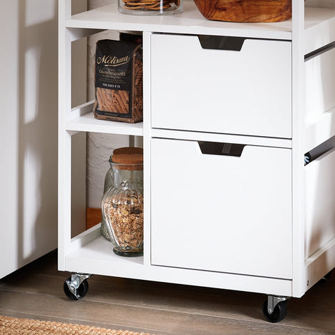 Rootz Kitchen Utility Cart - Storage Trolley - Rolling Cart - Easy Mobility - 53x89x37cm