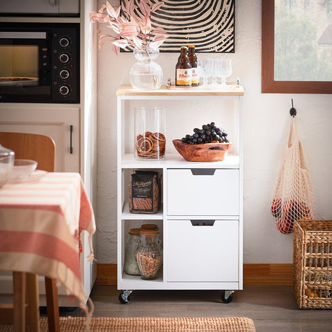 Rootz Kitchen Utility Cart - Storage Trolley - Rolling Cart - Easy Mobility - 53x89x37cm