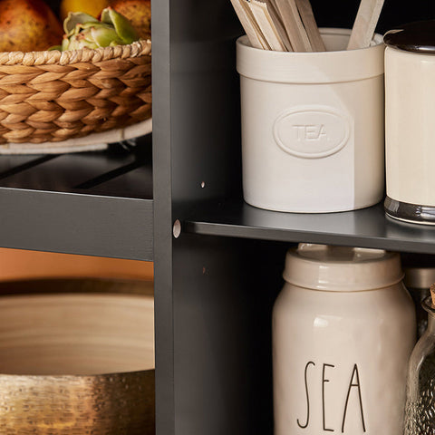 Rootz Kitchen Trolley - Serving Cart - Mobile Kitchen Island - Scratch-Resistant Rubberwood Top - Adjustable Shelf - Easy Maneuverability - 105cm x 85.5cm x 40cm