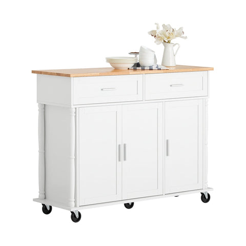 Rootz Multi-Purpose Kitchen Cabinet - Pantry Cupboard - Storage Unit - Rubberwood Top - 117cm x 91cm x 40cm