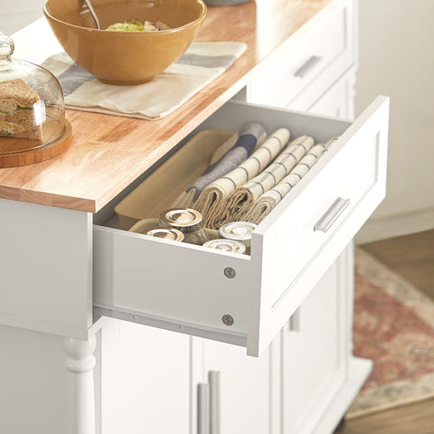 Rootz Multi-Purpose Kitchen Cabinet - Pantry Cupboard - Storage Unit - Rubberwood Top - 117cm x 91cm x 40cm