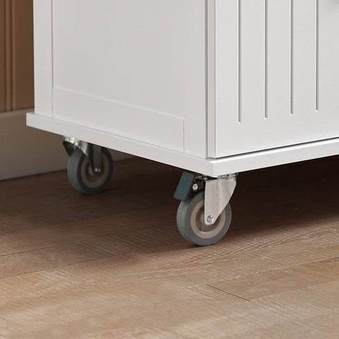 Rootz Kitchen Trolley - Serving Cart - Mobile Kitchen Island - Scratch-Resistant Rubberwood Top - Adjustable Shelves - Easy Mobility with Lockable Wheels - 74.5cm x 91cm x 45.5cm