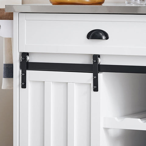 Rootz Rolling Kitchen Cart - Serving Cart - Storage Cart - Adjustable Shelves - Stainless Steel Tabletop - 69cm x 92cm x 46cm